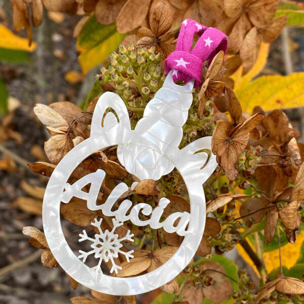Bola de navidad personalizada cabeza Unicornio