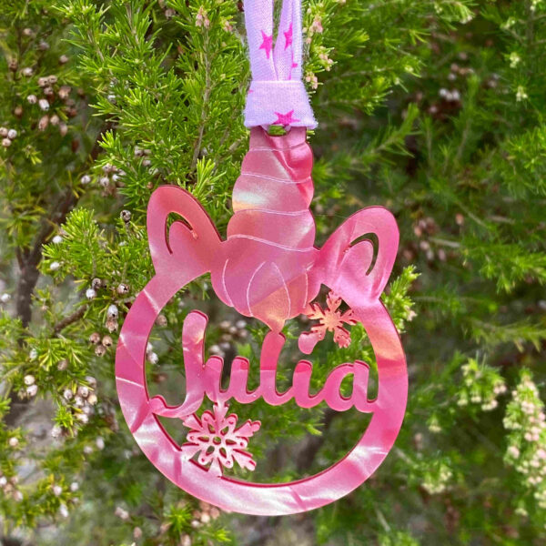 Bola de navidad personalizada cabeza Unicornio - Imagen 2