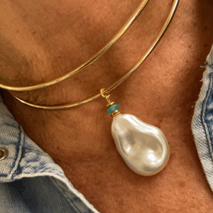 Chocker con  perla y  piedra