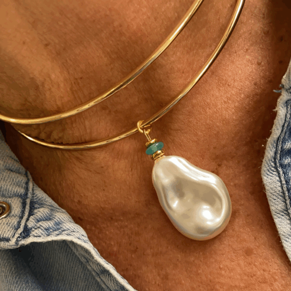Chocker con  perla y  piedra