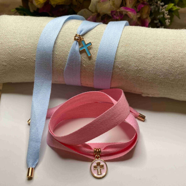 Collar cinta algodón con cruz metal. - Imagen 5