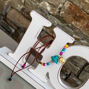 Pulsera buda con colgante elefante y abalorios de colores