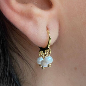 Pendientes mini aro perlas blancas.