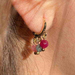 Pendientes  mini aro piedras colores