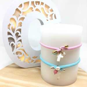 Pulsera cruz nacar cinta elástica