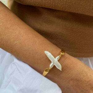 Pulsera cruz nácar