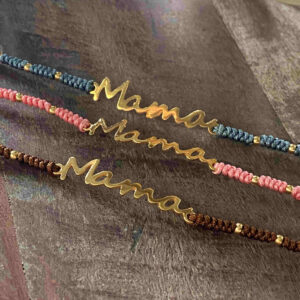 Pulsera mamá hilo y bolas metal