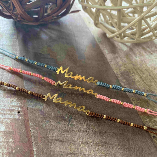Pulsera mamá hilo y bolas metal - Imagen 2