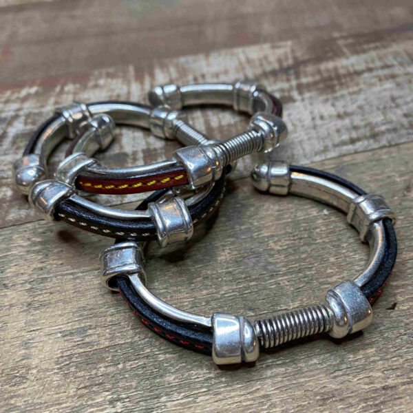 Pulsera metálica con cinta plana bicolor. - Imagen 2