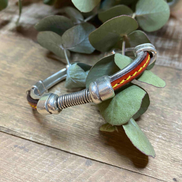 Pulsera metálica con cinta plana bicolor. - Imagen 3