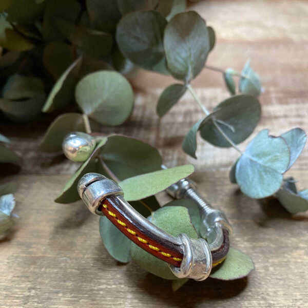 Pulsera metálica con cinta plana bicolor. - Imagen 4