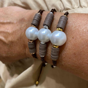 Pulsera hilo perla y arcilla