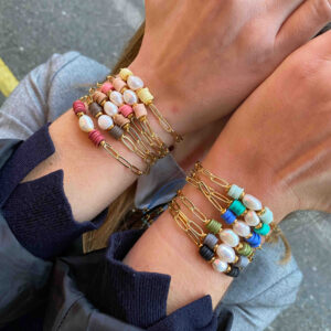 Pulsera perla natural con arcilla y cadena