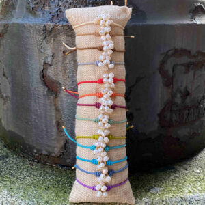 Pulsera cordon con piño perlas naturales