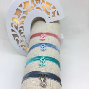 Pulsera mini V. de Covadonga terciopelo elástico