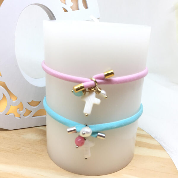Pulsera cruz nacar cinta elástica - Imagen 2