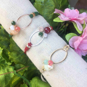 Pulsera aro metal ovalado con piedras