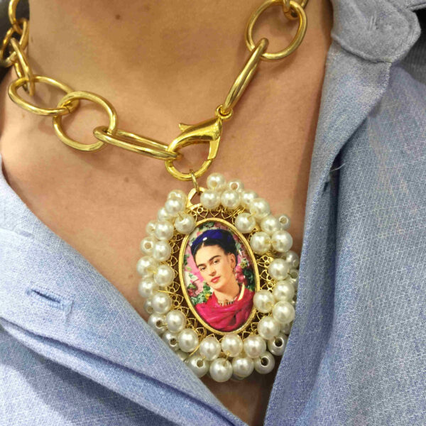 Collar medalla Virgen Rosa Mistica. - Imagen 2