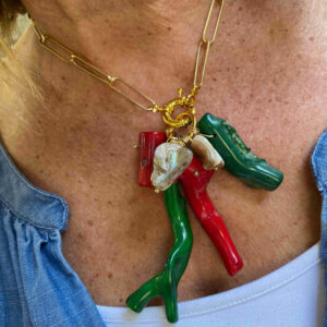 Collar cadena con corales y nacar