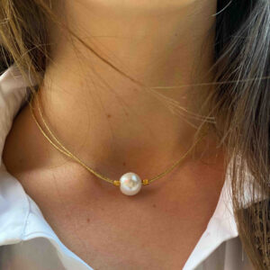 Collar hilo japonés con perla blanca