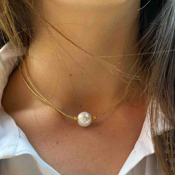Collar hilo japonés con perla blanca