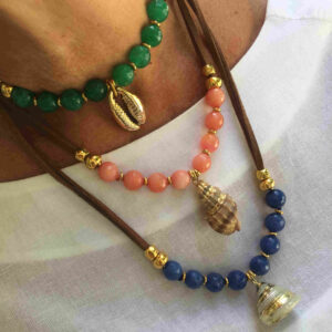 Collar piedras colores y concha