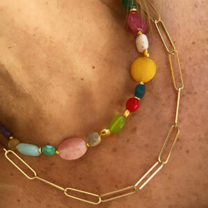 Collar multiposicion de piedras naturales y cadena