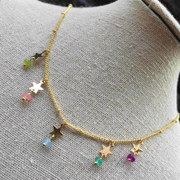 Gargantilla estrellas y jades de colores - Imagen 4