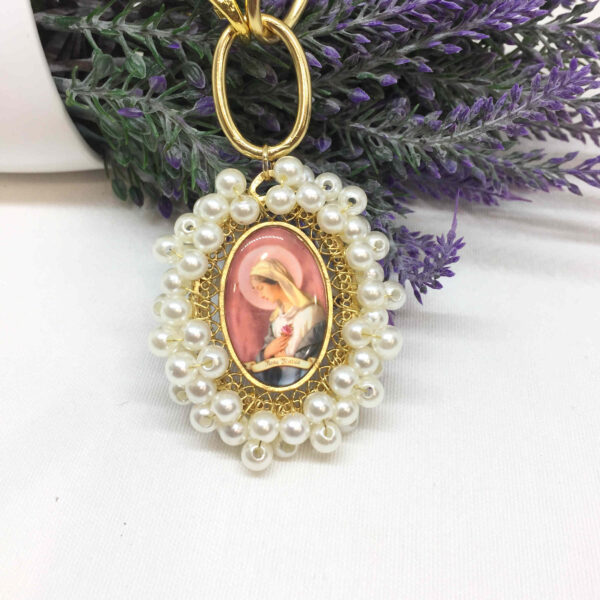 Collar medalla Virgen Rosa Mistica.