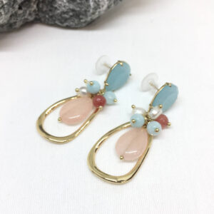Pendientes piedras jade y perlas