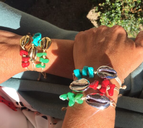 Pulsera concha metalizada con resinas - Imagen 2