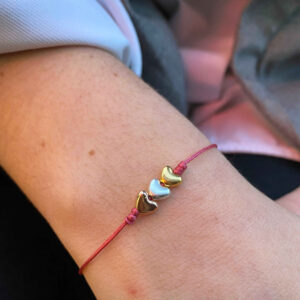 Pulsera hilo corazones metal