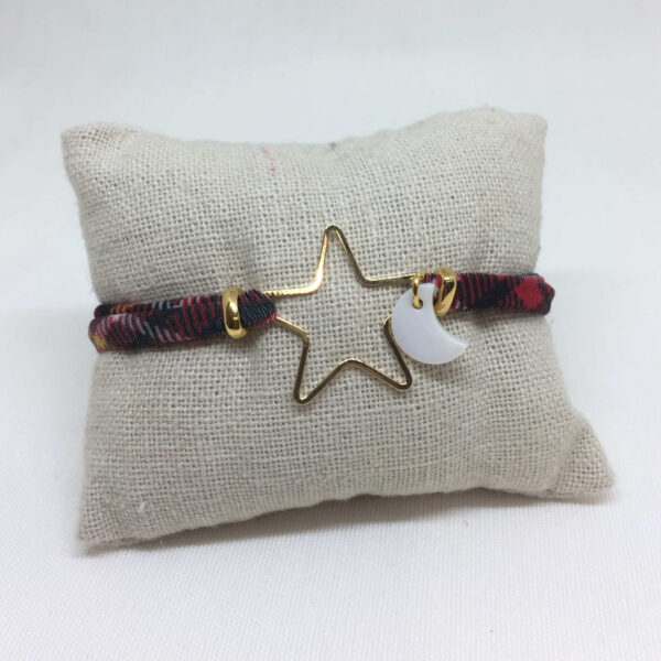 Pulsera estrella con luna y cinta elástica