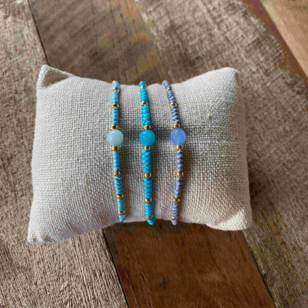 Pulsera agata nudo de serpiente y bolitas metalicas - Imagen 4