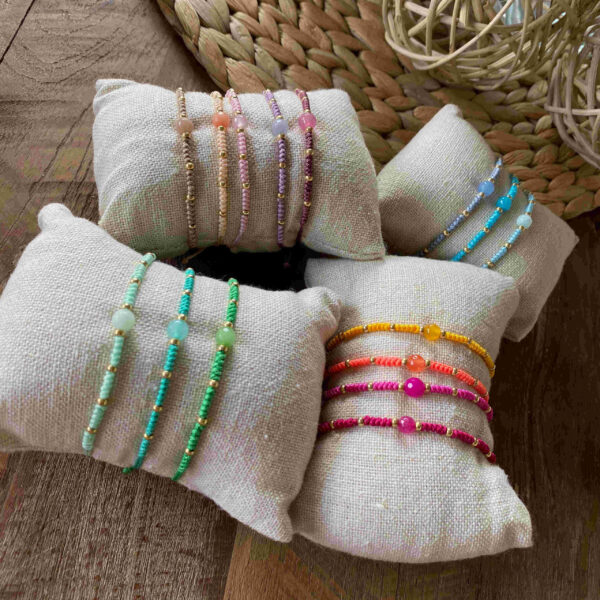 Pulsera agata nudo de serpiente y bolitas metalicas - Imagen 7