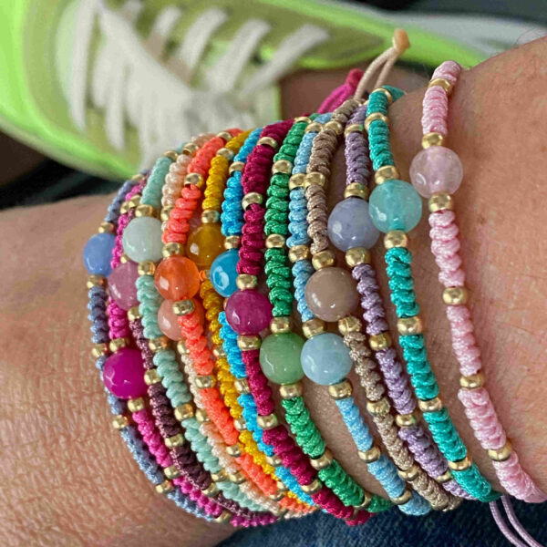 Pulsera agata nudo de serpiente y bolitas metalicas - Imagen 2