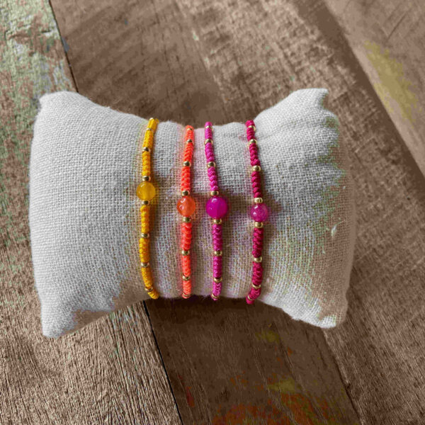 Pulsera agata nudo de serpiente y bolitas metalicas - Imagen 5