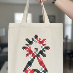 Tote Bag con estampación virgen en cuadros tartan.
