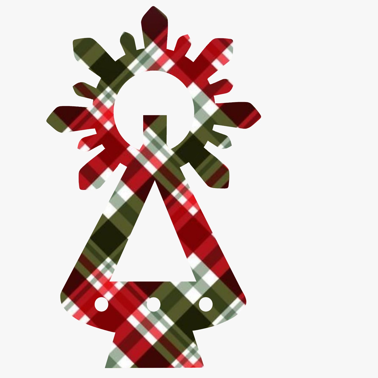 VIRGEN CUADROS TARTAN VERDE ROJO Y BLANCO -Bisutería artesanal la Tienda de Ali Tote Bag con estampación virgen en cuadros tartan. - Imagen 2