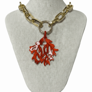 Collar cadena  con Coral de resina
