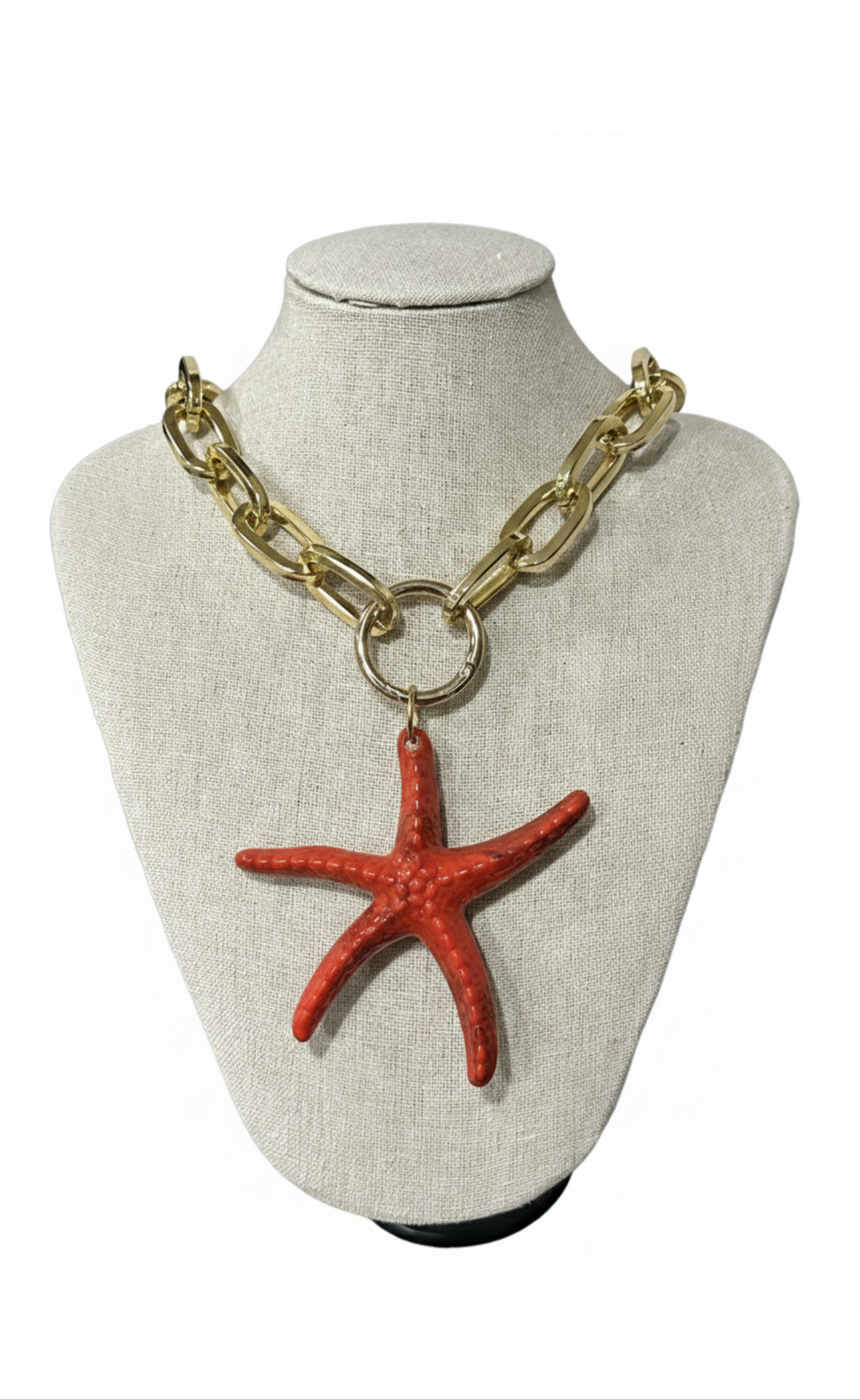 CADENA CON ESTRELLA DE MAR ROJA -Bisutería artesanal la Tienda de Ali Collar cadena con Estrella de mar