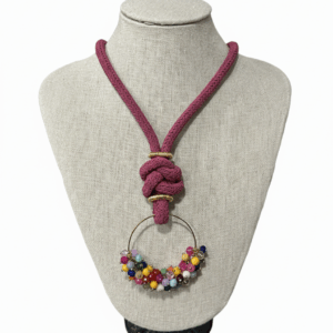 Collar cordon con aro cristales de colores