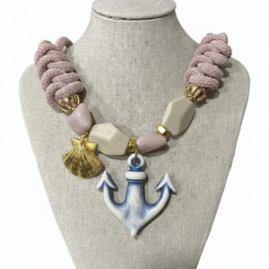 Collar cordon resinas y colgante ancla