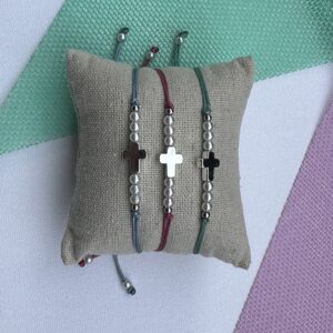 Pack 15 Pulseras cruz hematite con perlitas