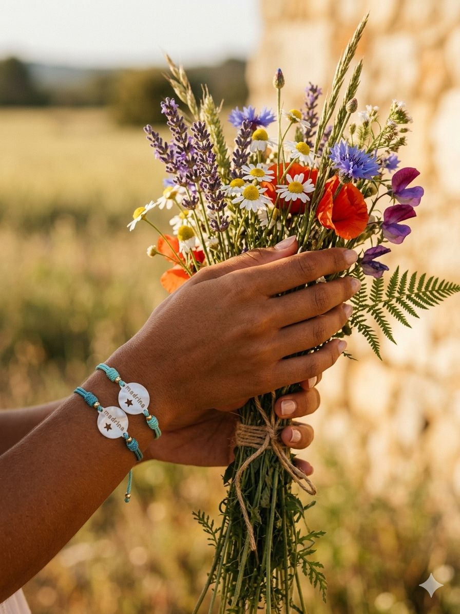 PULSERA CHAPA MADRINA AZULES -Bisutería artesanal la Tienda de Ali Pulsera Madrina Personalizada. - Imagen 8