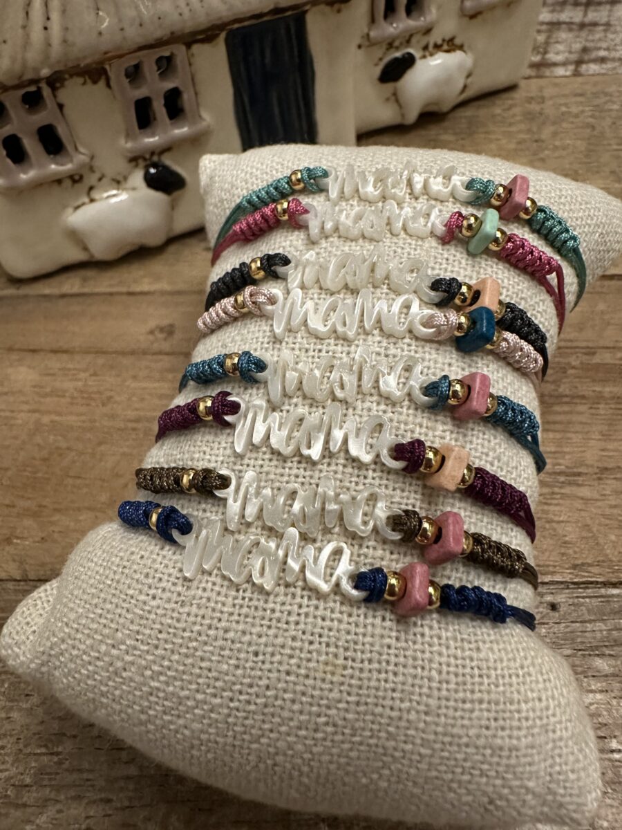 Pulsera Mamá acetato nacar y ceramica