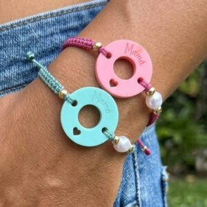 Pulsera MAMÁ macrame con perlita