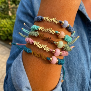Pulsera Mamá acero con cordón