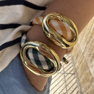 Pulsera calabrote dorado con cordón vichy