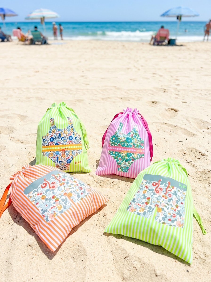 BOLSAS PLAYA RAYAS IMPERMEABLE -Bisutería artesanal la Tienda de Ali Bolsa impermeable rayas